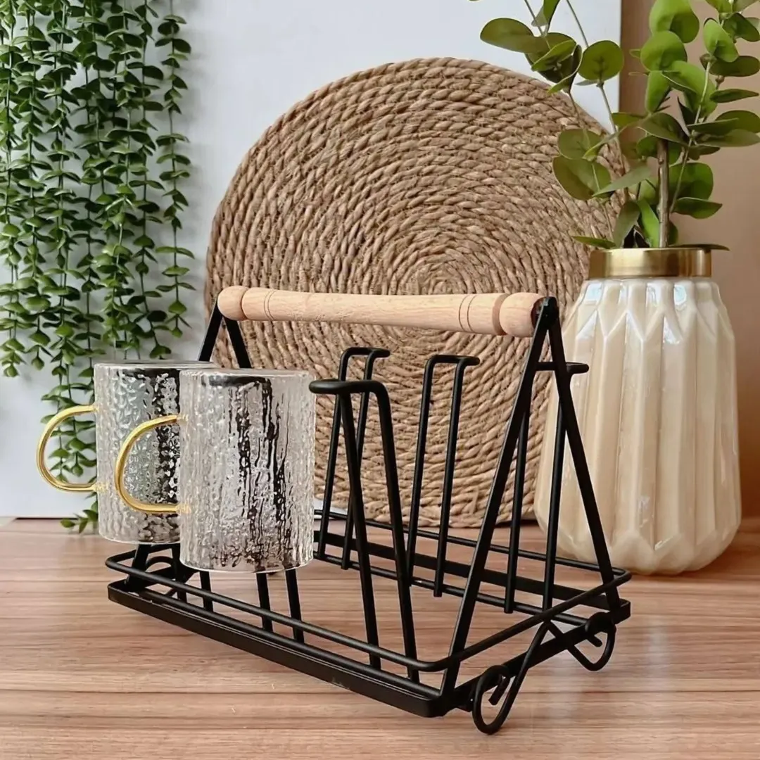 استند جای لیوانی دسته چوبی