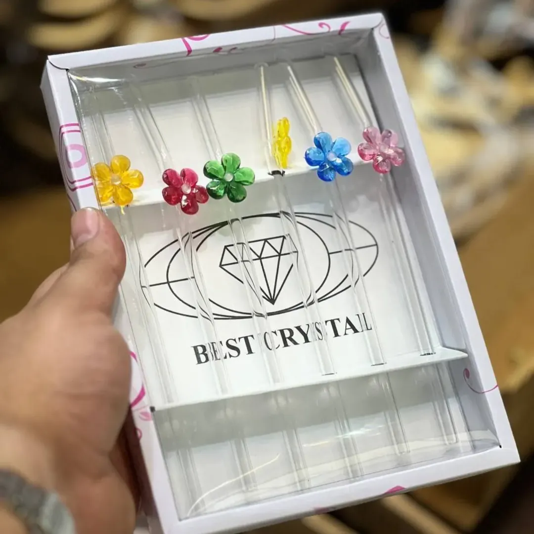 نی شیشه ای جعبه ای گلدار